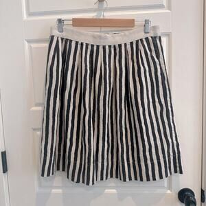 LOFT Black Cream Striped Linen Skirt